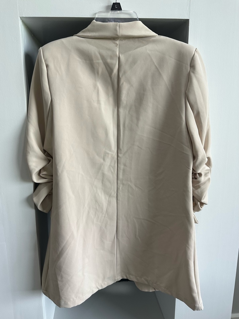 Women's Tailored Open-Front Blazer Jacket - Beige - Picture 4 of 7